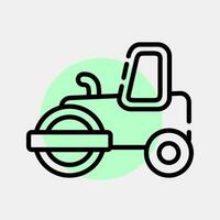 Icon road roller. Heavy equipment elements. Icons in color spot style. Good for prints, posters, logo, infographics, etc. vector