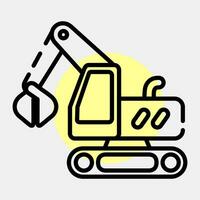 Icon clamshel excavator. Heavy equipment elements. Icons in color spot style. Good for prints, posters, logo, infographics, etc. vector