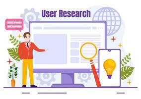 usuario investigación vector ilustración de personas buscando y explorador en redes a diseño proyecto, en línea encuesta y analítica en plano antecedentes