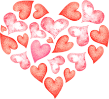 Beautiful heart made of watercolor hearts png