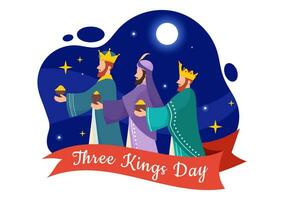 Happy Three Kings Day Vector Illustration to Faith on the Divinity of Jesus Since His Coming to the World in Epiphany Christian Festival Background