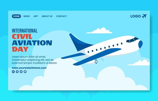 Civil Aviation Day Social Media Landing Page Cartoon Hand Drawn Templates Background Illustration