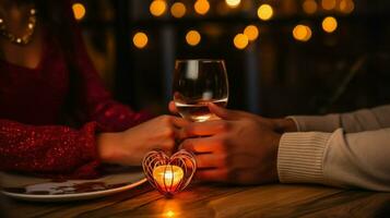 A romantic dinner under dim light. Generative AI photo