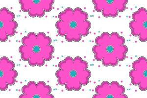 pink flowers on white background with blue dots vector