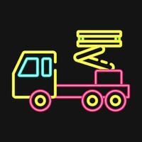 Icon industrial elevator. Heavy equipment elements. Icons in neon style. Good for prints, posters, logo, infographics, etc. vector