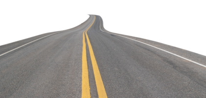 Empty asphalt road isolated on transparent background, PNG File