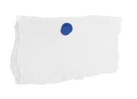 White ripped paper torn with push pin isolated on transparent background. PNG file