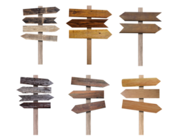 Collection of old various wooden sign isolated on transparent background. PNG Format