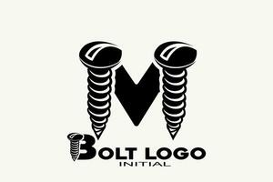initials letter M with bolt creative geometric modern logo design. vector