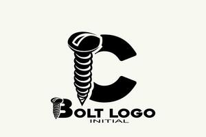 iniciales letra C con tornillo creativo geométrico moderno logo diseño. vector