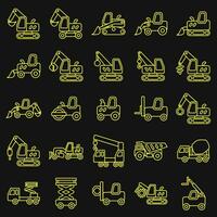 Icon set of heavy equipment. Heavy equipment elements. Icons in dotted style. Good for prints, posters, logo, infographics, etc. vector