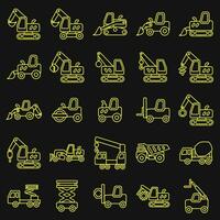 Icon set of heavy equipment. Heavy equipment elements. Icons in dotted style. Good for prints, posters, logo, infographics, etc. vector