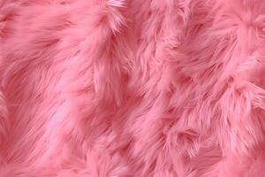 High detailed Close-up Pink color sheep fur seamless pattern. Natural sheepskin rug background. Wool texture top view AI Generative photo