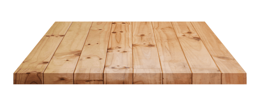 Empty top of wooden table or counter isolated on transparent background. For product display or design png
