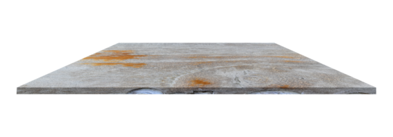 Empty top of wooden table or counter isolated on transparent background. For product display or design png