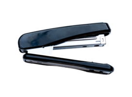 Black stapler isolated on transparent background. PNG File