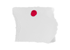 White ripped paper torn with push pin isolated on transparent background. PNG file