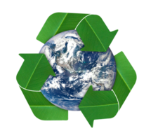 Environment concept. globes and recycle icon isolated on transparent background. Elements of this image furnished by NASA png