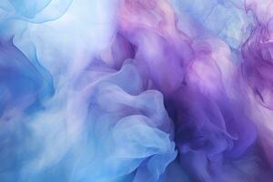 Paint in water. Colorful art background. Fluorescent smoke texture. Universe energy. Glowing bright blue purple vapor splash on dark AI Generative photo