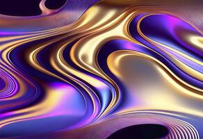 Abstract background Iridescent chrome wavy gradient cloth fabric. Holographic curved wave in motion, ultraviolet holographic foil texture,.liquid surface, ripples, metallic reflection  AI Generative photo