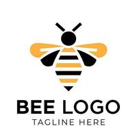 Honey bee logo design template with vector illustration. Flying honey bee icon symbol in line, flat, and color style. Vector illustration