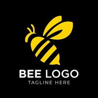 Honey bee logo design template with vector illustration. Flying honey bee icon symbol in line, flat, and color style. Vector illustration