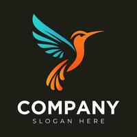 Vector Flying Hummingbird logo design with gradient colorful Style