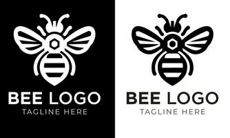 Honey bee logo design template with vector illustration. Flying honey bee icon symbol in line, flat, and color style. Vector illustration