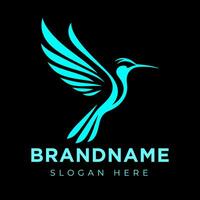 Vector Flying Hummingbird logo design with gradient colorful Style