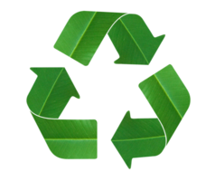 Recycle logo symbol from a green leaf, isolated on transparent background png
