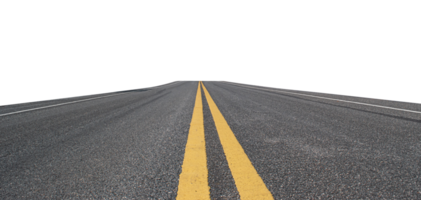 Empty asphalt road isolated on transparent background, PNG File