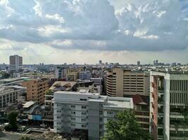 Rooftop in Bangkok in the afternoon There are dense clouds. Preparing to form rain photo