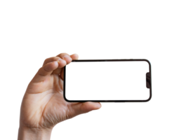 Hände halten Smartphone isoliert auf transparent Hintergrund - - png Format.