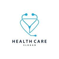 Stethoscope Logo, Simple Line Model Health Care Logo Design for Business Brands, Illustration Templet vector