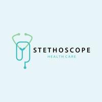 estetoscopio logo, sencillo línea modelo salud cuidado logo diseño para negocio marcas, ilustración templet vector