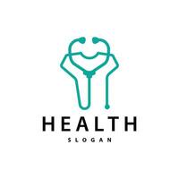 Stethoscope Logo, Simple Line Model Health Care Logo Design for Business Brands, Illustration Templet vector