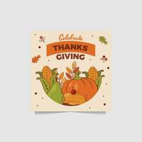 happy thanksgiving social media post vector