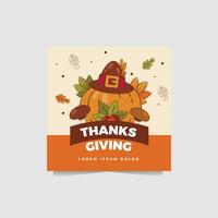 happy thanksgiving social media post vector