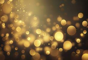 Light abstract glowing bokeh light. Shining star, sun particles and sparks with lens flare effect on black background. Sparkling magical dust particles. Christmas concept. AI Generative photo