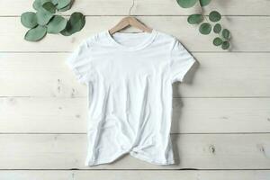 un cerrado Disparo de un llanura blanco camiseta Bosquejo. ai generativo foto