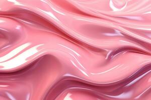 3d representación curva dinámica rosado fluido líquido fondo de pantalla. ligero metal color vistoso remolino degradado malla. brillante vívido vibrante suave superficie. borroso agua neón degradado antecedentes ai generativo foto