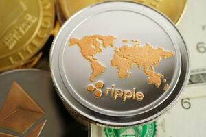 Ripple coin for online business and commercial, Digital currency, Virtual cryptocurrency. photo