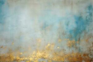 Acrylic blue and golden background. Abstract painting for banner, website, texture. Oil art with aquamarine and gold, light orange and bronze, light gold and white, sleek metallic finish AI Generative photo