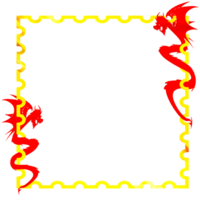 template border design with decorated dragon element png