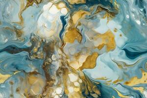 Close up Marble granite light sky-blue and light amber white with gold texture. Background wall surface black pattern graphic abstract light elegant gray floor ceramic counter texture AI Generative photo