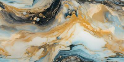 Close up Marble granite light sky-blue and light amber white with gold texture. Background wall surface pattern graphic light elegant gray floor ceramic counter texture stone slab smoot AI Generative photo