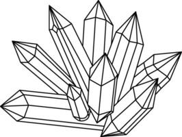 Illustration of Black Celestial Crystal Rock Line Art Illustration vector