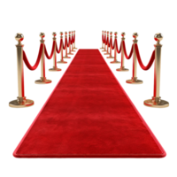 Red carpet with a golden barrier for vip events and celebrations. Generative Ai png