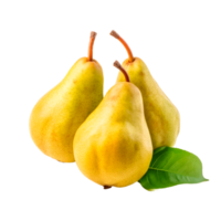 Yellow three Pear with leaves Generative Ai png