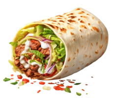 burrito png mexikansk nötkött burrito slå in shawarma smörgås png burrito rullar png burrito transparent bakgrund, ai genererad